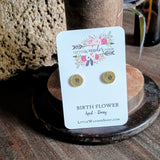 Birth Flower Studs+ Charm Necklace Set