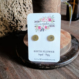 Birth Flower Studs+ Charm Necklace Set