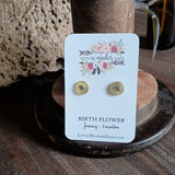 Birth Flower Studs+ Charm Necklace Set