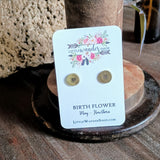 Birth Flower Studs+ Charm Necklace Set