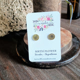 Birth Flower Studs+ Charm Necklace Set
