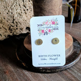 Birth Flower Studs+ Charm Necklace Set