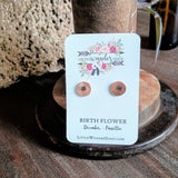 Birth Flower Studs+ Charm Necklace Set