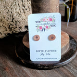 Birth Flower Studs+ Charm Necklace Set