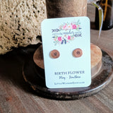 Birth Flower Studs+ Charm Necklace Set