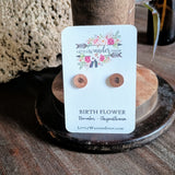 Birth Flower Studs+ Charm Necklace Set