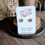 Birth Flower Studs+ Charm Necklace Set