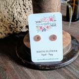 Birth Flower Studs+ Charm Necklace Set