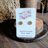 Birth Flower Studs+ Charm Necklace Set