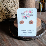 Birth Flower Studs+ Charm Necklace Set