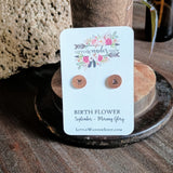 Birth Flower Studs+ Charm Necklace Set