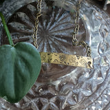 Hand-stamped Birth Flower Bar Necklace {Patterned}