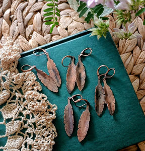 Rustic Copper Feather Earrings