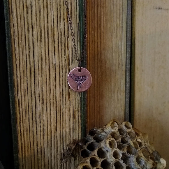 Luna Moth Disc Pendant Necklace