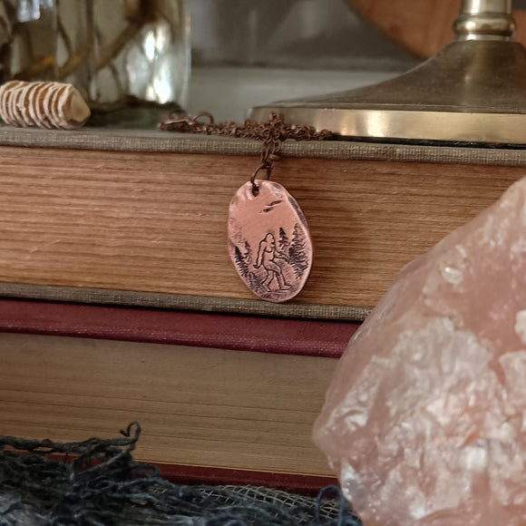 Bigfoot Woodland Oval Pendant Necklace