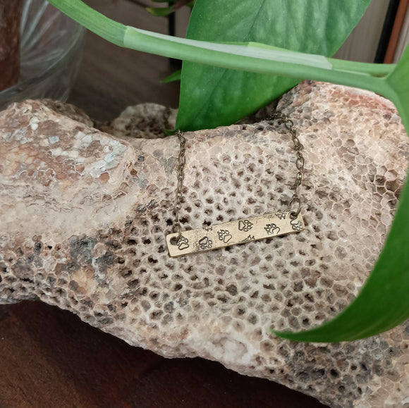 Paw Print Bar Necklace