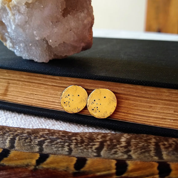 Constellation Hand-stamped Stud Earrings {Brass}