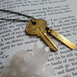 Handstamped Upcycled Key Necklace - MOON CHILD