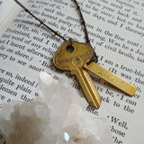 Handstamped Upcycled Key Necklace - MOON CHILD