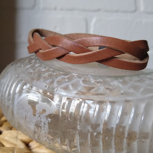 Braided Leather Bracelet {Saddle}