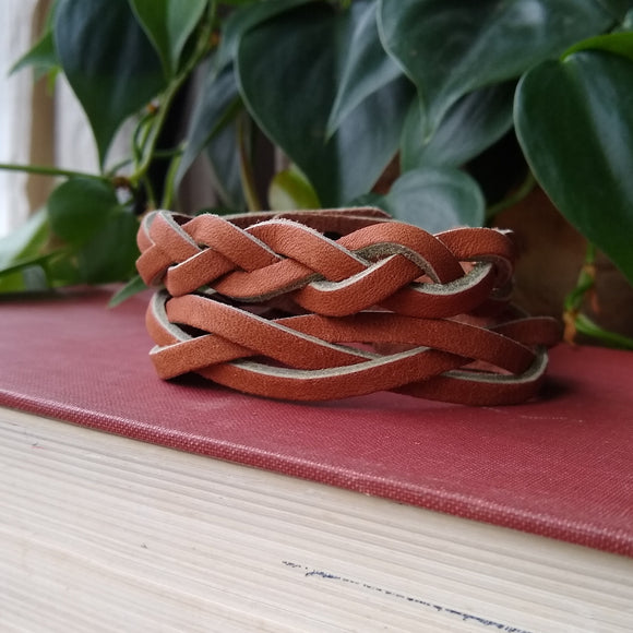 Braided Leather Bracelets - {Red Clay + Mint}